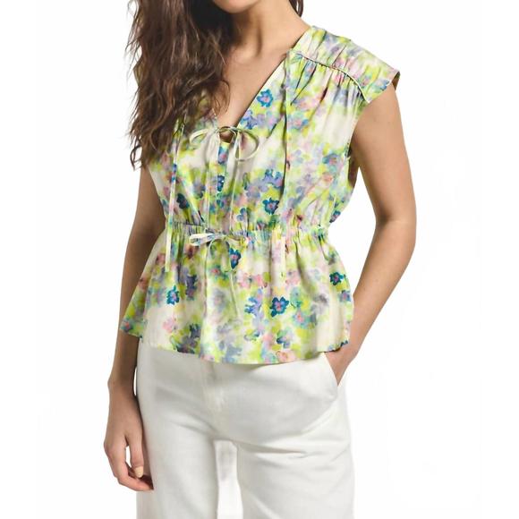 NEW DEREK LAM 10 CROSBY caroline double tie top in euphorbia multi